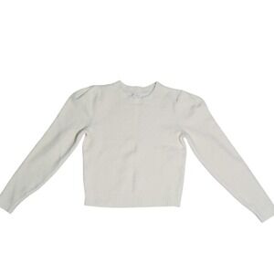 Marled Cream Long Sleeve Slight Puff Sleeve Stretchy Comfy Sweater Medium